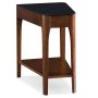 17 in. W x 23.5 in. D Rustic Wood with Rustic Slate Highlights Wedge Shaped Wood Side Table with Shelf - Image 1