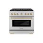 ZLINE - 36 in. Wide 6 Burner 5.2 cu. ft.  Autograph Paramount Dual Fuel Freestanding Range with DuoPro Cooktop - Stainless Steel - Image 1
