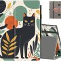 COOWPS Case for All-New Amazon Fire HD 10 Tablet (13th/11th Generation, 2023/2021 Release) 10.1" - Slim Folding Stand Cover with Auto Wake/Sleep, Hand Strap & Stylus Pen Holder, Black Cat - Image 1