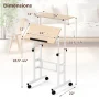 Costway Height Adjustable Mobile Standing Desk with Tiltable Desktop & 2 Hanging Hooks - Image 3