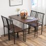Walnut 5 Pieces Dining Table Set for 4 with Metal Frame for Home Restaurant - Image 3