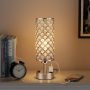 Touch Crystal Lamp with Outlets- Small Sliver Table Lamp with Touch Control, Bedside Lamp Decorative Modern Nightstand Lamp Crystal Lampshade, Bedroom Light for Living Room Sofa Table(Bulb Included) - Image 4