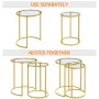 Alden Design Round Iron Nesting Tables for Living Room, Gold/Clear, Set of 2 - Gold - Image 5