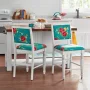 The Pioneer Woman Callie Vintage Floral Counter Height Stools Made With Solid Wood Frame, Set of 2, Teal - Image 2