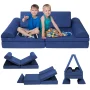 Tolead Tolead Modular Sectional Sofa, Contemporary Solid Print Sponge, Washable, Blue - Image 1