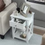 Costway Nightstand Sofa Side End Table with Drawer & Shelf Bedroom Furniture White - Image 2