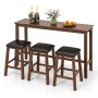 4-Piece Bar Table Set Counter-Height Table and 3 PVC Leather Upholstered Bar Stools - Image 3