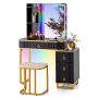 Vanity Table Set with RGB LED Lights and Wireless Charging Station - Image 6