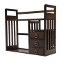 Bamboo Desktop Bookshelf with 3 Drawers, Desktop Storage Cabinet, Office Storage Organizer Student Desktop Multi-Layer Shelf - Image 4