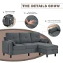 Pingliang Home Convertible Sectional Sofa L Shaped Sofa in Dark Grey Fabric 3 Seat Couch with Reversible Storage Ottoman and Side Storage Pocket for Living Room Office Apartment Studio - Image 2