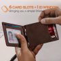 RUNBOX Slim Wallet for Men Genuine Leather RFID Blocking Bifold Minimalist Front Pocket Mens Wallet with Money Clip Thin Gift Box - Oil Brown - 6 Slots - Image 2