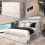Southampton White Wood Frame Queen Murphy Bed Chest with 6 in. Mattress, Built-in Charging Station and Storage - Image 1