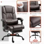 27.25" x 24" x 47.25" Brown PU Leather Reclining Height Adjustable 6-Point Massage Executive Chair with Arms - Image 6