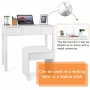 Costway White Vanity Dressing Table Furniture Stool Storage Box - Image 6