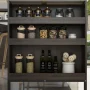 Marble Wood Grain Top 55.1 in.. W Kitchen Island D in. in.g Bar Table in. Dark Brown With Shelves, 2-Drawers - Image 6