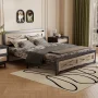 Behost Twin Size Bed Frame with Headboard and Underbed Storage, Light Brown - Image 6