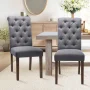 Artemisia Tufted Upholstered Wooden Dining Chairs - Image 2