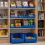 Akro-Mils 30138 Plastic Shelf Bins, Heavy Duty Storage Bins for Garage, Closet, and Drawer Organization, 18" x 6-1/2" x 4", Blue, 12-Pack - Image 2