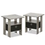 Furinno 2 Petite End Table Bedroom Night Stand - Set of Two, Gray/Black - Image 1