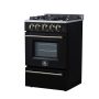 Forno Appliances - 24 in. Wide 4 burner Breno 2.3 Cu. Ft. Freestanding Gas Range with Antique Brass Accents - Black - Image 2