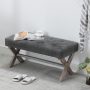 chairus PU Leather Upholstered Entryway Bench, 36 inch Bedroom Bench Seat with X-Shaped Wood Legs for Living Room, Foyer or Hallway - Gray - Image 4