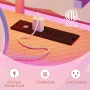 Bestier 55" Pink Gaming Desk with Outlets & LED Light Computer Desk with Monitor Stand, Pink Carbon Fiber - Image 3