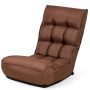 Coffee 4-Position Adjustable Floor Chair Folding Lazy Sofa with Side Pocket - Image 4