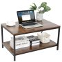 31" Rustic Wood Coffee Table Rectangular Coffee Table with Storage Shelf Durable - Image 4