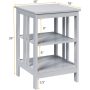 Gray 3-Tier Nightstand Set of 2 with Reinforced Bars and Stable Structure - Image 3