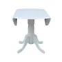42" Round Solid Wood Dual Drop Leaf Pedestal Table in White - Image 5