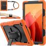 SEYMAC stock Case for Samsung Tab A7 10.4’’ T500/T505/T507 with Screen Protector for Kids Pen Holder [360 Rotate Hand Strap/Stand], Drop-Proof Case for Galaxy Tab A7 10.4 Inch (Black+Orange) - Image 1