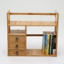 Bamboo Desktop Bookshelf with 3 Drawers, Desktop Storage Cabinet, Office Storage Organizer Student Desktop Multi-Layer Shelf - Image 3