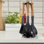 Black Nylon Cooking Utensils with Wood Design (Set of 7) - Image 3