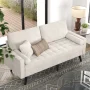 Brumback 70" Velvet Square Arm Sofa - Gray Velvet - Image 2