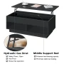 Hommpa Lift Top Coffee Table with Hidden Compartment High Gloss Black Coffee Tables LED Center Rising Cocktail Table for Living Room Accent Furniture - Image 4