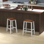 24.5-Inch Set of 2 Saddle Stools Bar Stools with Footrests for Kitchen Island - Image 4