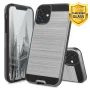 TJS Phone Case Compatible for Apple iPhone 11 6.1", with [Tempered Glass Screen Protector] Dual Layer Brushed Finish Hard Inner Layer Armor Phone Cover (Grey) - Image 1