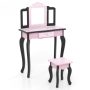 2 in 1 Princess Dressing Table Writing Desk with Cute Leopard Print 3 Makeup Accessories - Image 3