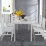Dining Room Table Set for 4, Compact Kitchen Table and Chairs Set, Including 4 Upholstered Chairs, Marble Tabletop Rectangular Table, White - Image 3