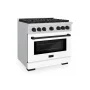 ZLINE - 36 in. Wide 6 Burner 5.2 cu. ft. Autograph Paramount Dual Fuel Freestanding Range with Black Accents - White - Image 3