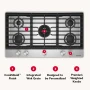 KitchenAid - 36 in. Gas Cooktop with 5 Burners and Integrated Wok Grate - Stainless Steel - Image 3