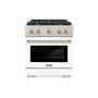 ZLINE - 30 in. Wide 4 Burner 4.2 cu. ft. Autograph Paramount Dual Fuel Freestanding Range with White and Bronze Accents - White - Image 1