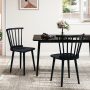 Windsor Dining Chairs Set of 2 Rubber Wood Kitchen Chairs with Spindle Back - Image 2