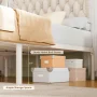 Homfa Full Size Upholstered Canopy Bed Frame for Bedroom, 2 Storage Drawers Platform Bed, Canopy Bed Curtain Not Included, Beige - Image 5