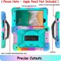 LTROP iPad 6th Generation Case,iPad 5th Generation Case,iPad 9.7 Case,iPad Air 2 Case for Kids,Shockproof Case with Pencil Holder/360 Rotating Stand/Hand Strap for iPad 2018/2017 9.7 inch, Aqua Teal - Image 4