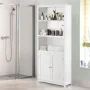Costway Bookcase Shelving Storage Wooden Cabinet Unit with Adjustable Shelves and Bottom Doors White 29in x 14in x 72in HW61830 - Image 5