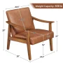 Alden Design Mid-Century Modern Accent Chair with Wooden Frame, Ivory Boucle Fabric - Image 4