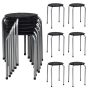 Gray 17.5 Inch Set of 6 Portable Plastic Stack Stools with Metal Frame - Image 3