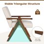 Modern Accent Chair Linen Fabric Armchair with Solid Acacia Wood Frame - Image 3