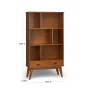 Draper Solid Hardwood 64 in. x 35 in. Mid-Century Modern Wide Bookcase and Storage Unit in Teak Brown - Image 2